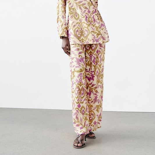 Colorful casual pants loose and slimming wide leg pants for women