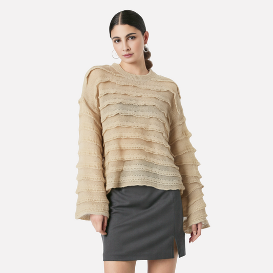 European and American style women's fashion casual loose layered decorative top
