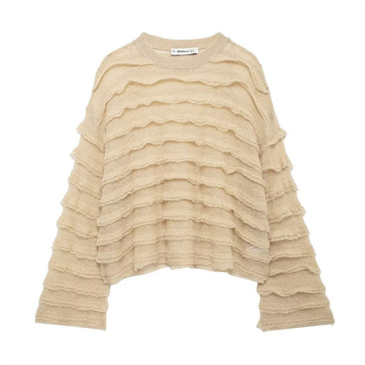 European and American style women's fashion casual loose layered decorative top