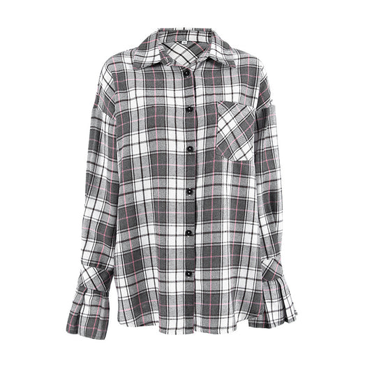 Plaid shirt for women oversized casual cotton shirt loose top